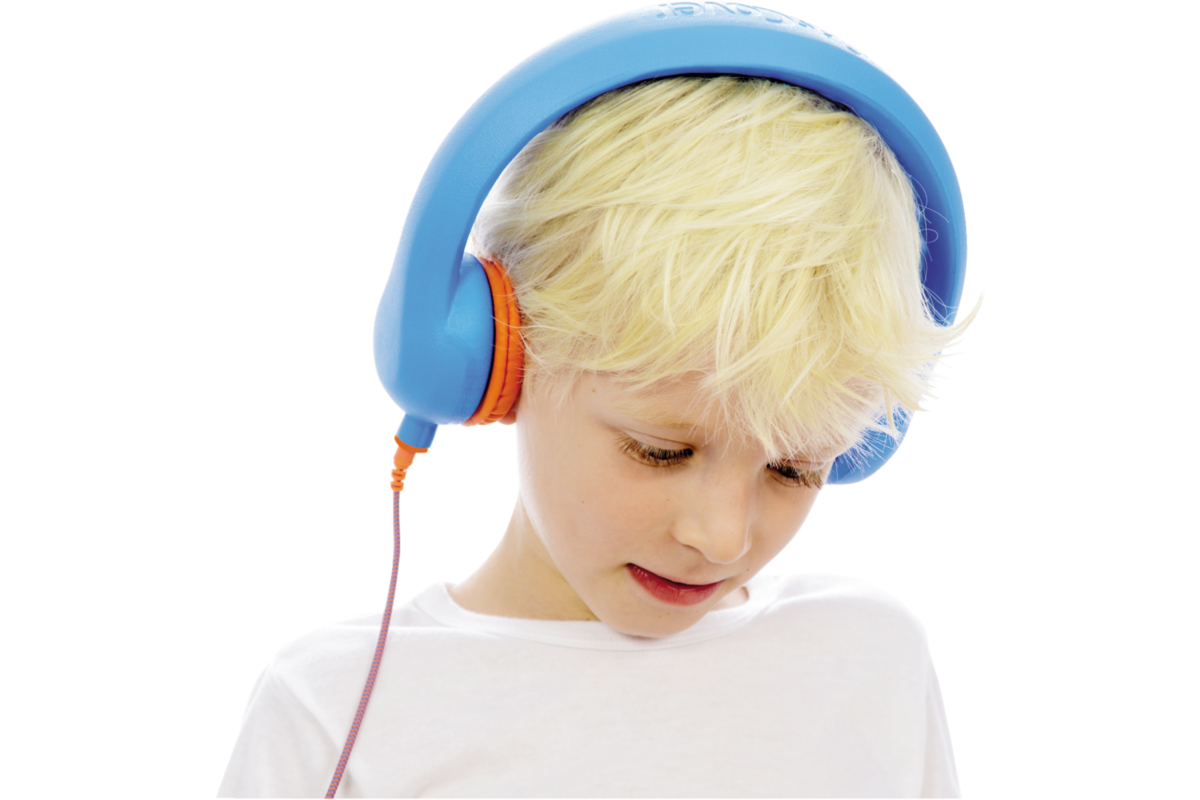 Safe 'n Sound hoofdtelefoon blauw, met afneembare textiel kabel
