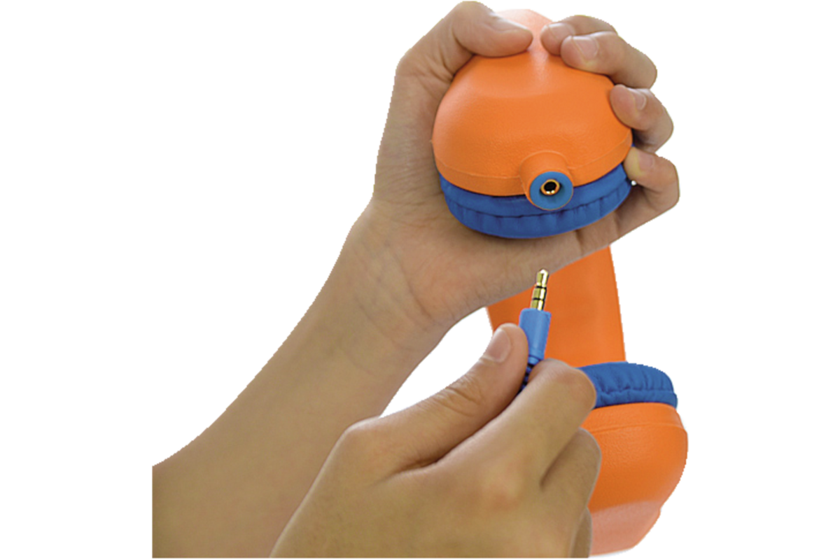 Safe 'n Sound hoofdtelefoon oranje, met afneembare textiel kabel