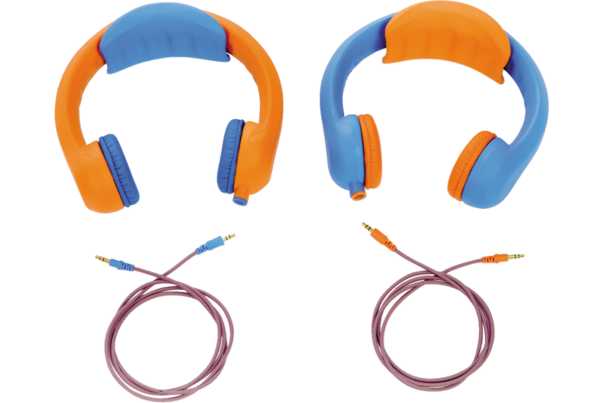 Safe 'n Sound hoofdtelefoon set van 6 st. (blauw/oranje) + 3 extra kabels
