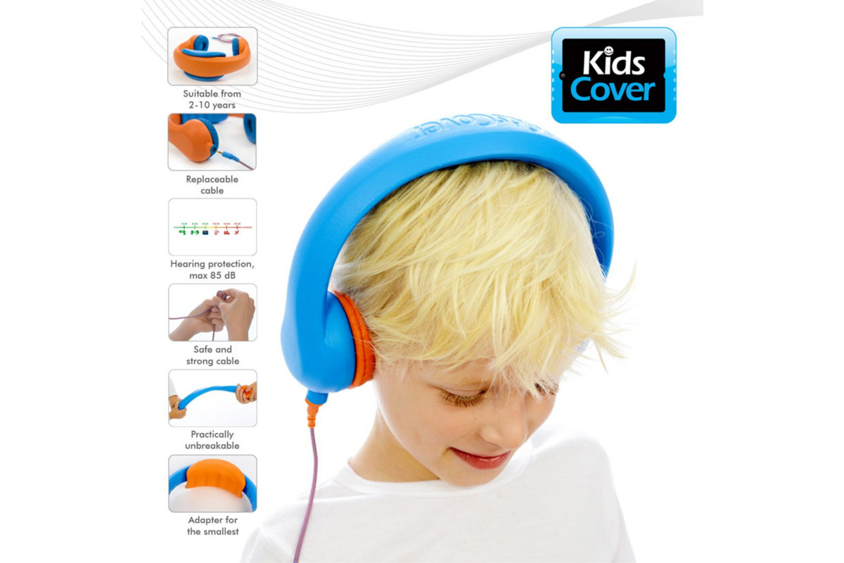 Safe 'n Sound hoofdtelefoon set van 6 st. (blauw/oranje) + 3 extra kabels