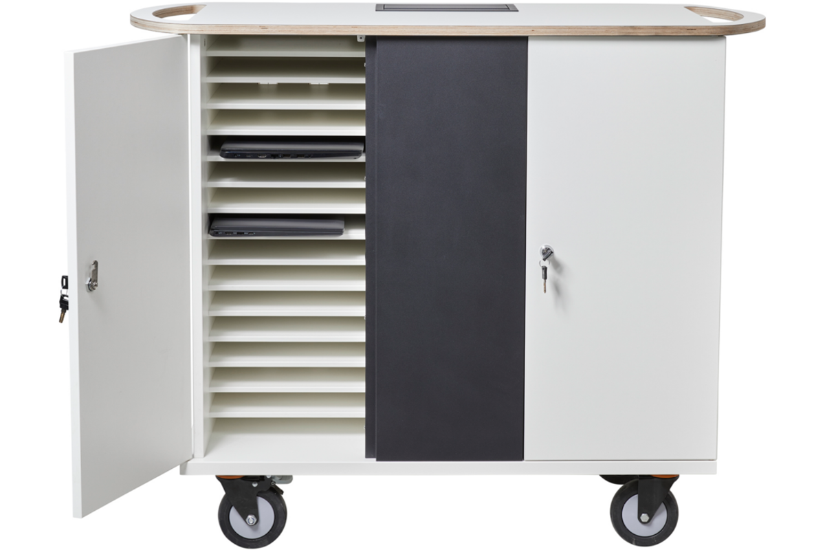 Lumaz Houten Oplaadkar LMZ32-H/Cap. 32 devices/Max. 16"/Kleur wit