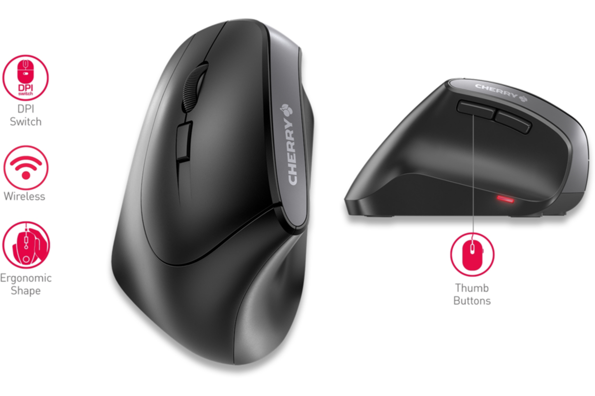 Cherry Ergonomische USB muis MW4500 / draadloos / links
