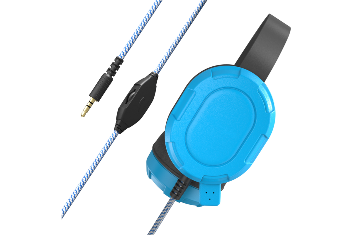 Educatie hoofdtelefoon incl. microfoon / doos met 6 stuks / Kleur: Zwart/Blauw