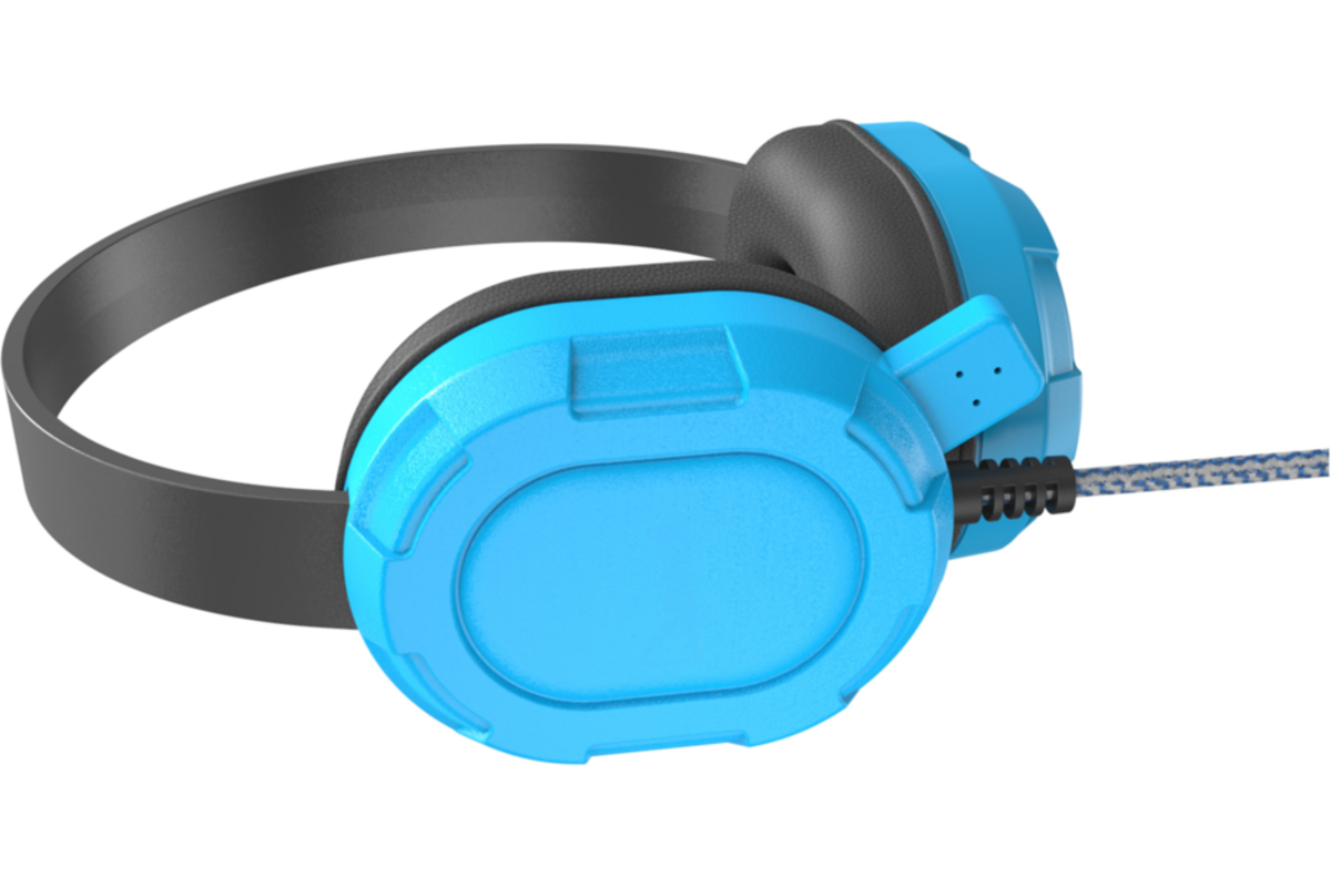 Educatie hoofdtelefoon incl. microfoon / doos met 6 stuks / Kleur: Zwart/Blauw