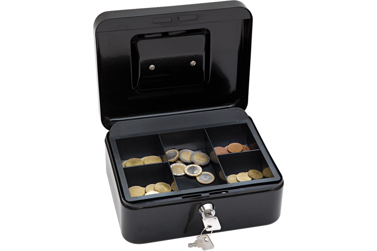 Geldkoffer met slot 20 x 16 x 9 cm zwart