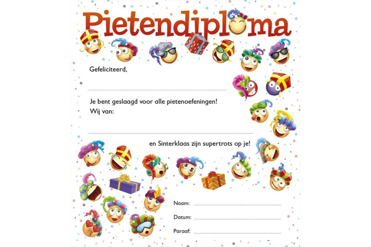 Pietendiploma's Sintsmileys 2357, 25 stuks