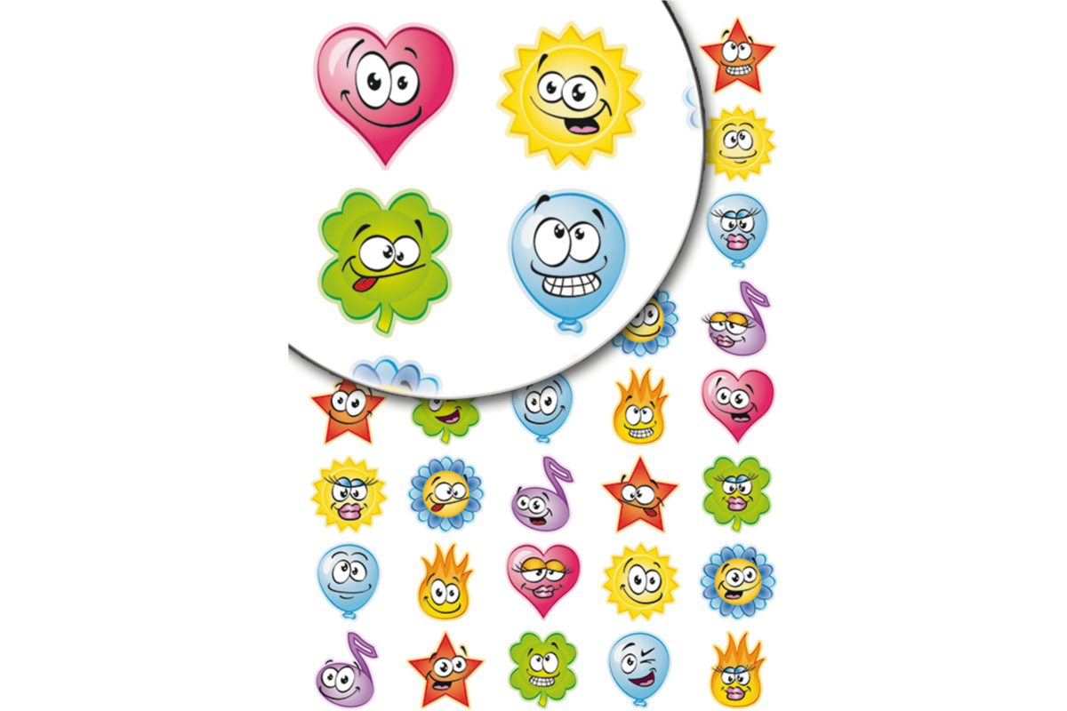 Beloningsstickers Vrolijke Figuurtjes 296, 40 motieven, 800 st