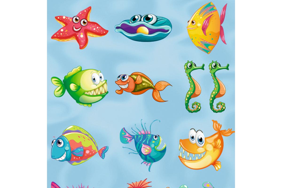 Beloningsstickers 414 kleurige vissen, 48 motieven, 960 stuks