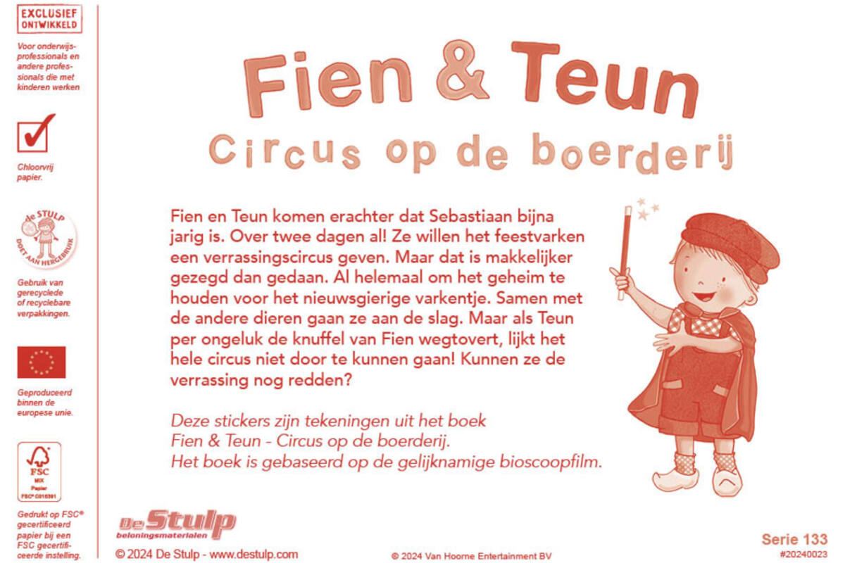 Beloningsstickers Fien en Teun circus 133 30 motieven, 600 stickers