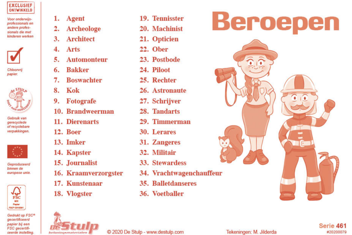 Beloningsstickers (serie 461) Beroepen, 36 motieven, 720 stuks