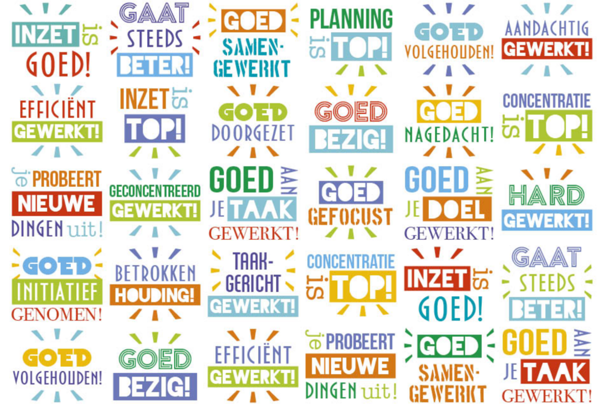 Beloningsstickers 464 Mindset Teksten, 30 motieven, 600 stuks
