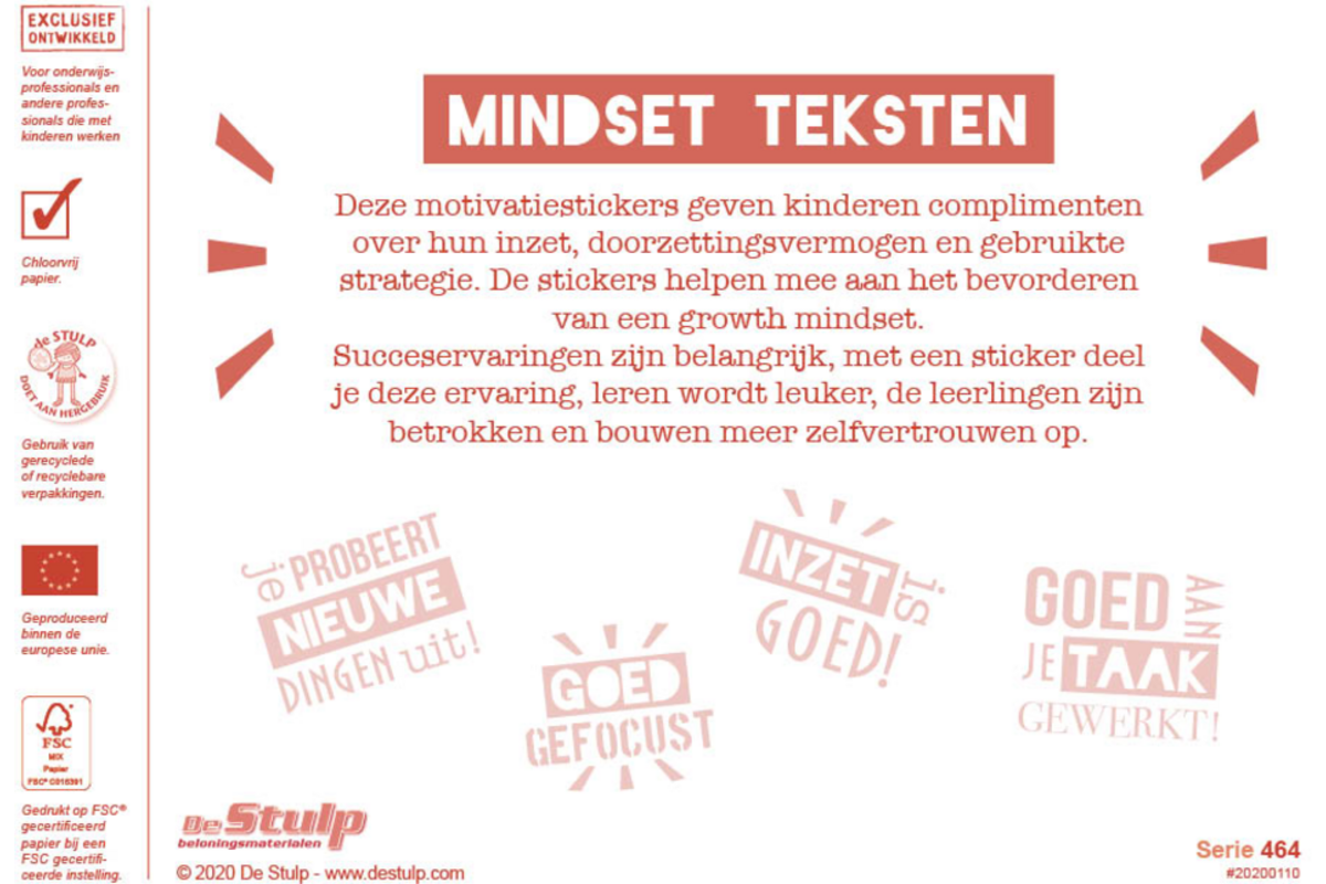 Beloningsstickers 464 Mindset Teksten, 30 motieven, 600 stuks