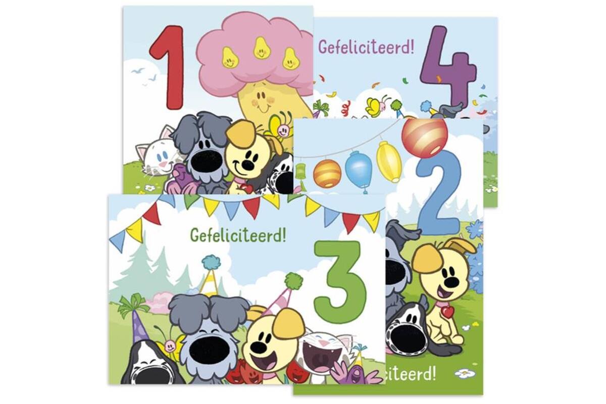 Cijferkaarten Woezel en Pip 1-4 jaar 5145, 4 motieven, 20 stuks