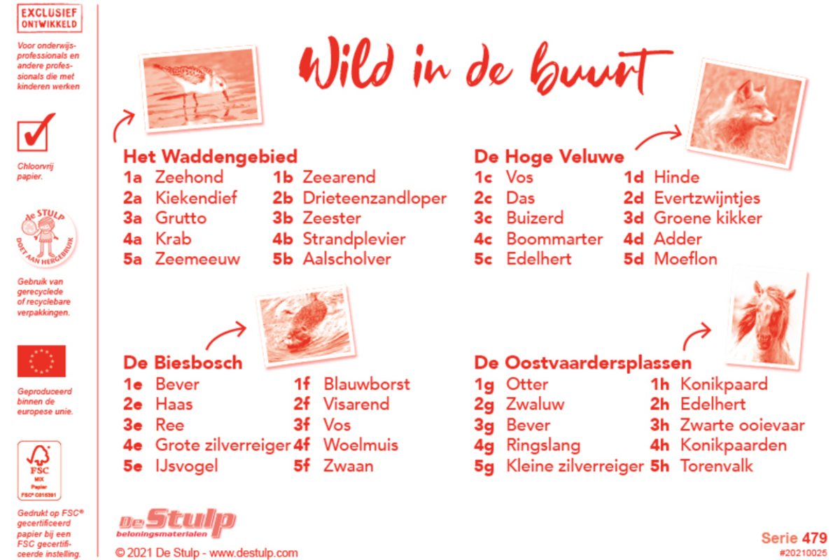 Beloningsstickers 479 Wild in de buurt, 40 motieven, 800 stuks