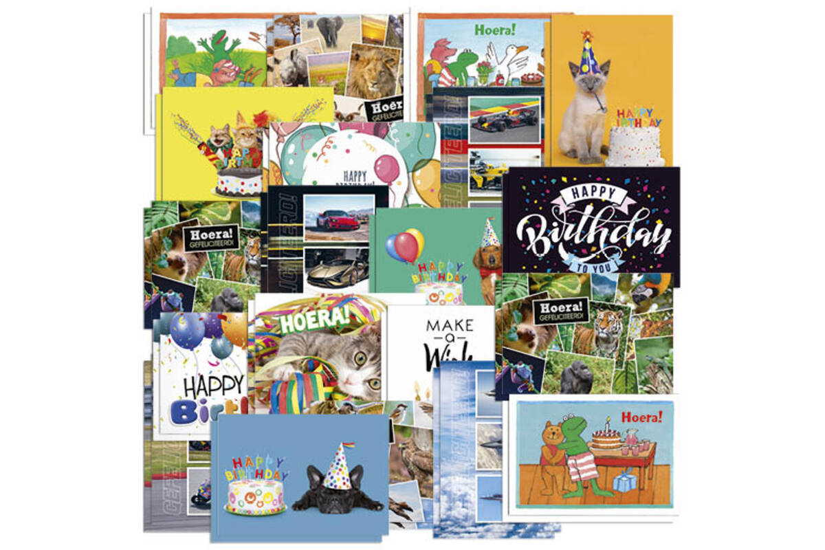 Ansichtkaarten 5415 Felicitatieteksten Mix, 20 motieven, 40 stuks