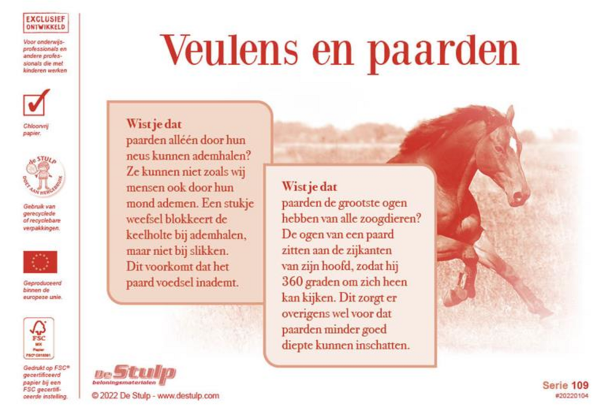 Beloningsstickers 109 Veulens en paarden 40 motieven, 800 stickers
