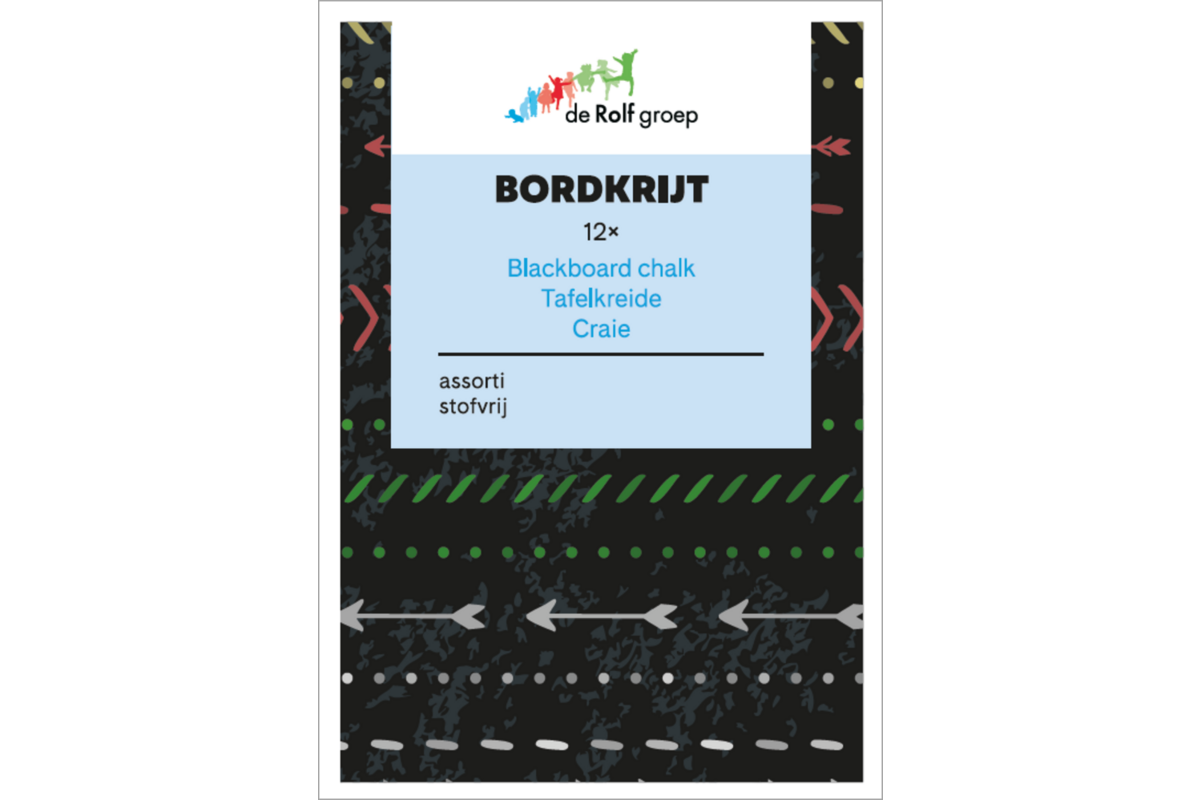Bordkrijt assorti kleuren stofvrij, 12 stuks