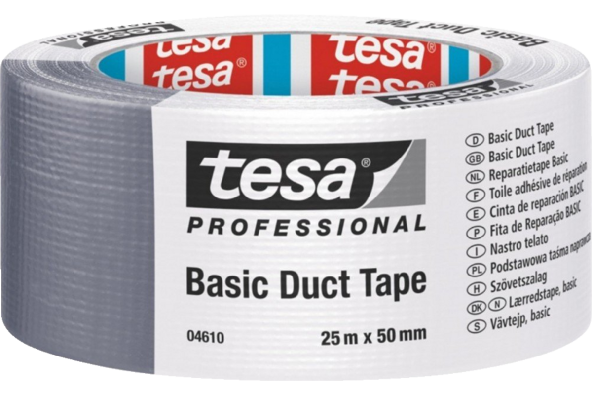 Ducttape Tesa basic universal grijs 50mm, 25 meter