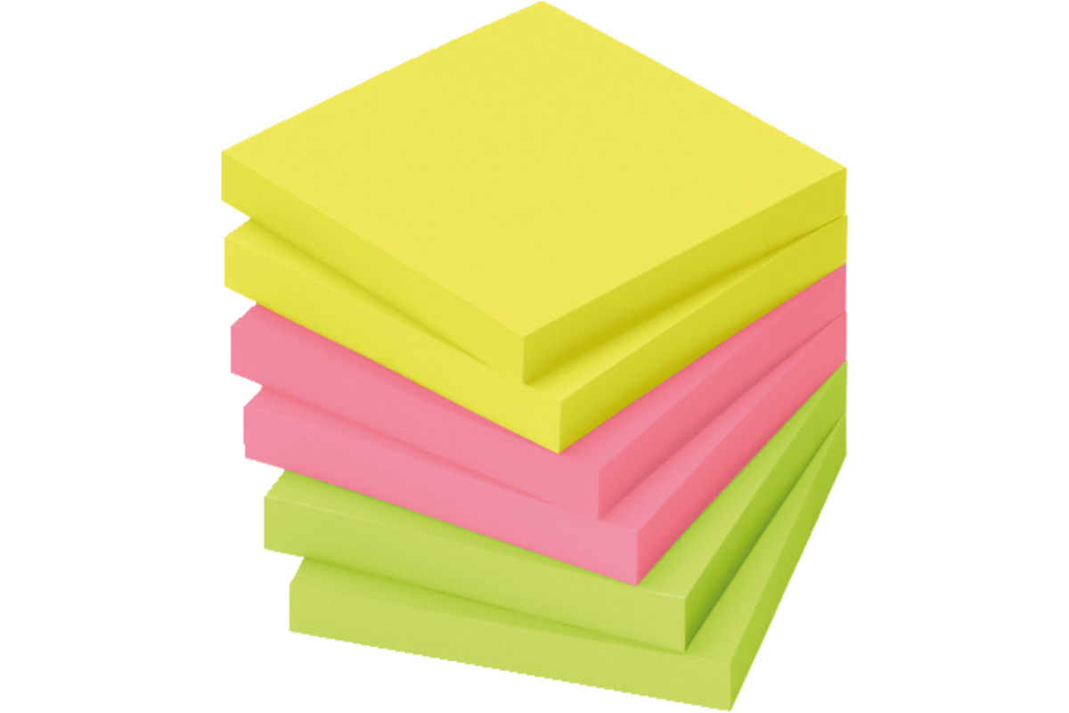 Memoblaadjes 75 x 75 mm briljant, 6 blok a 80 vel