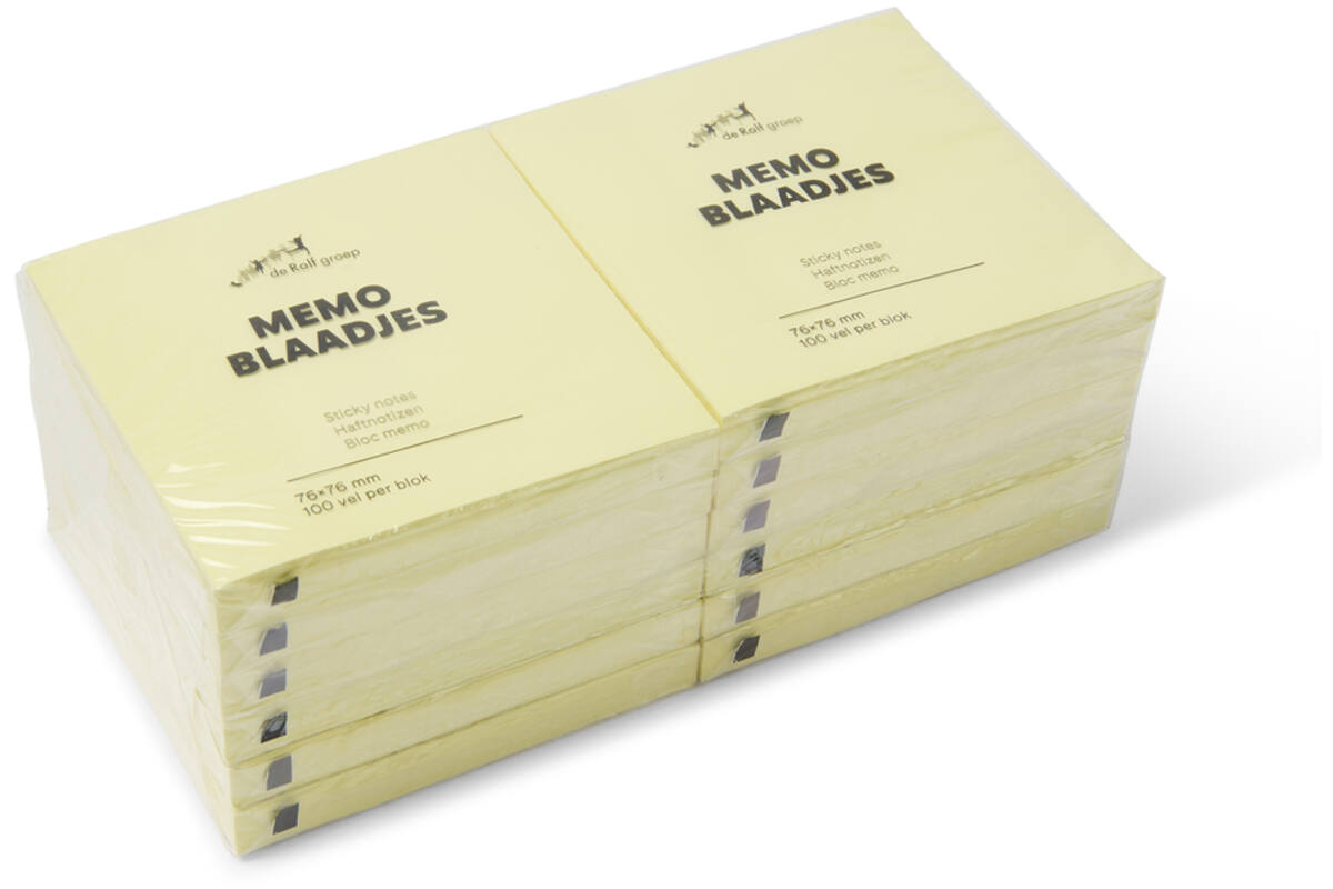 Memo notitieblaadjes 76 x 76 mm 100 vel, 12 stuks