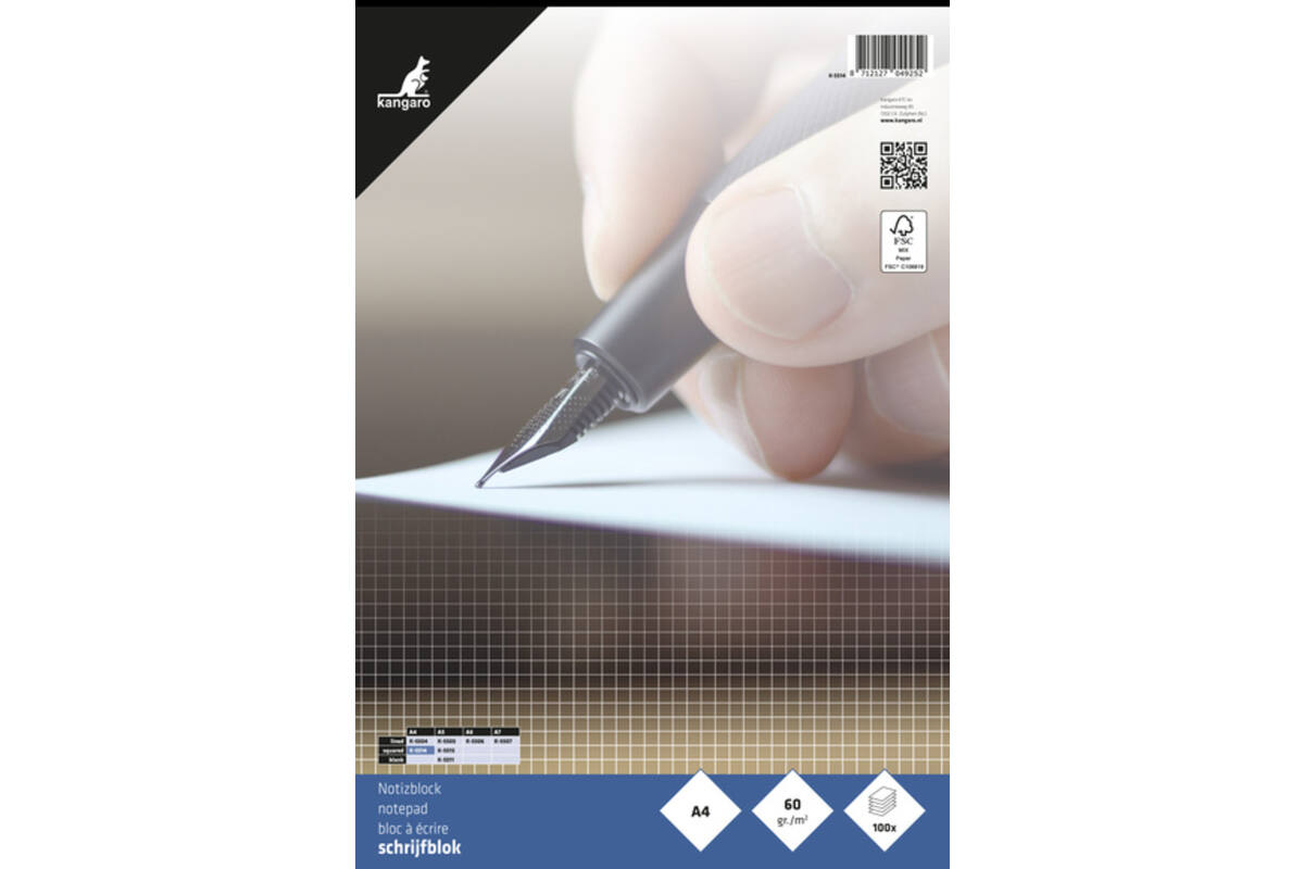 Schrijfblok A4 ruit 5 mm 100 vel
