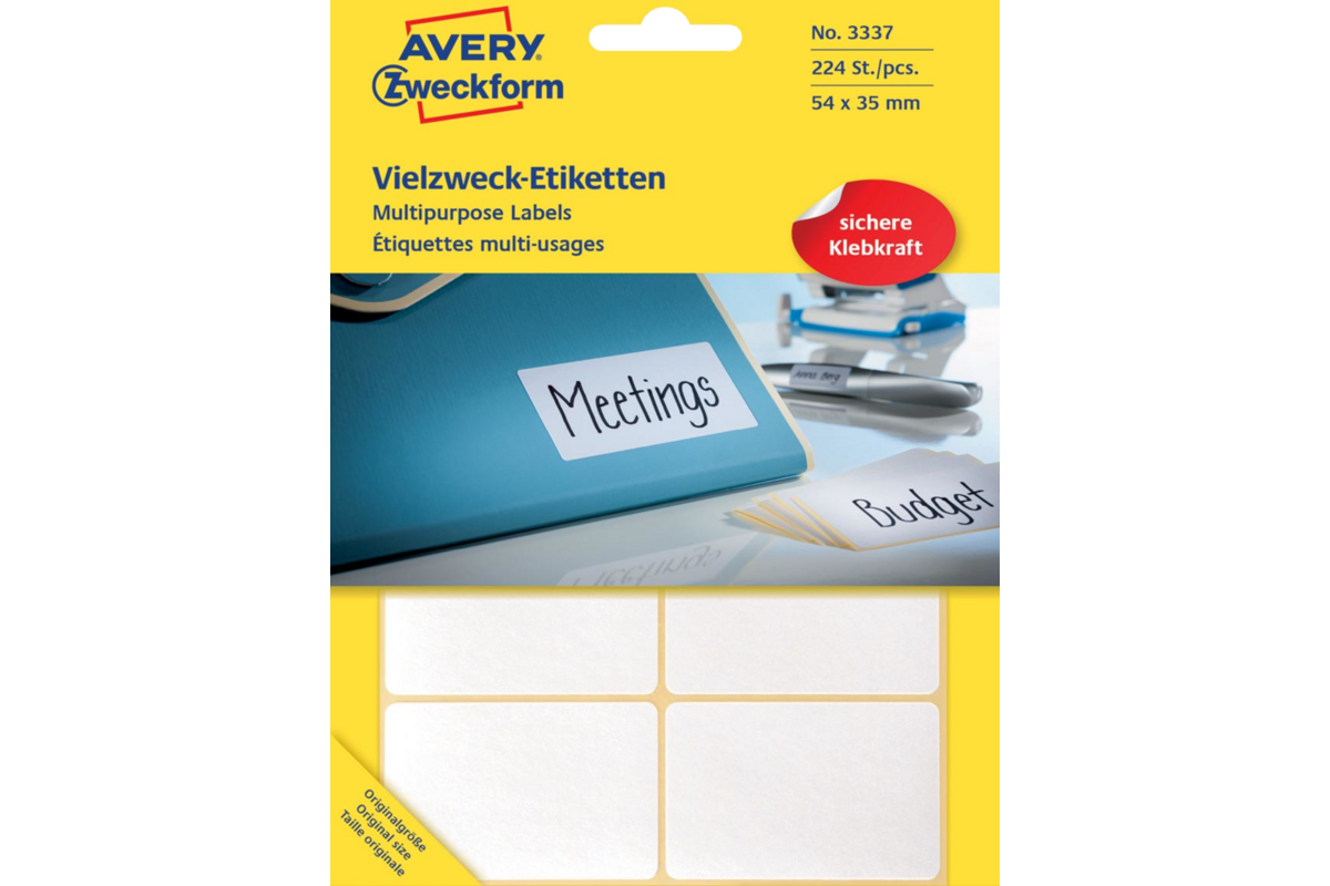 Etiketten wit 54 × 35 mm, 224 stuks