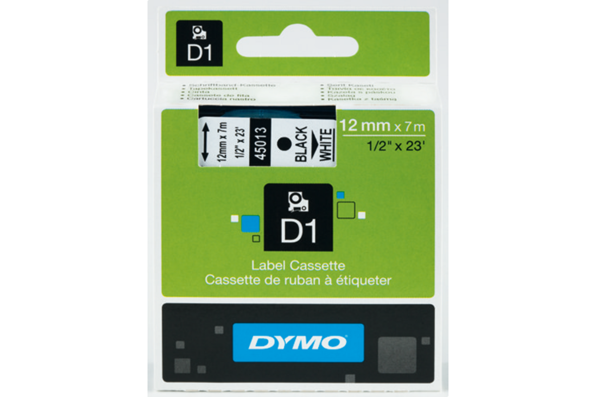 Lettertape Dymo 12 mm D1 rood/zwart