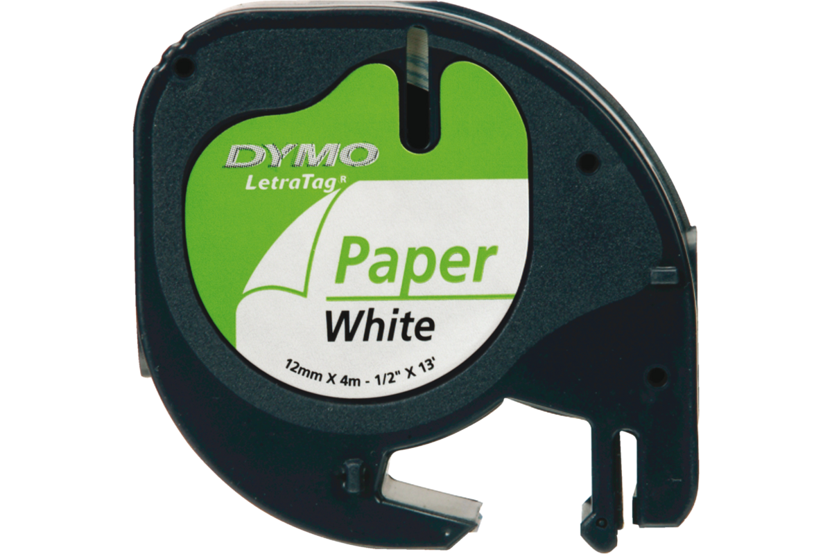Lettertape papier wit 12 mm, Dymo LetraTag