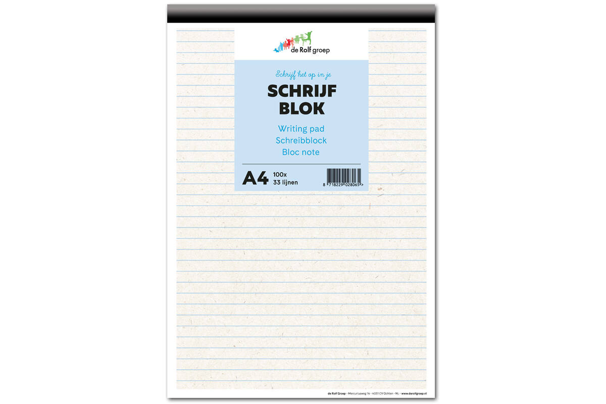 Schrijfblok A4 | de Rolf groep | 100 vel