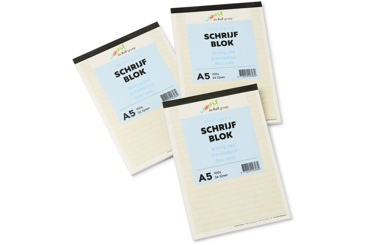 Schrijfblok A5 | de Rolf groep | 100 vel