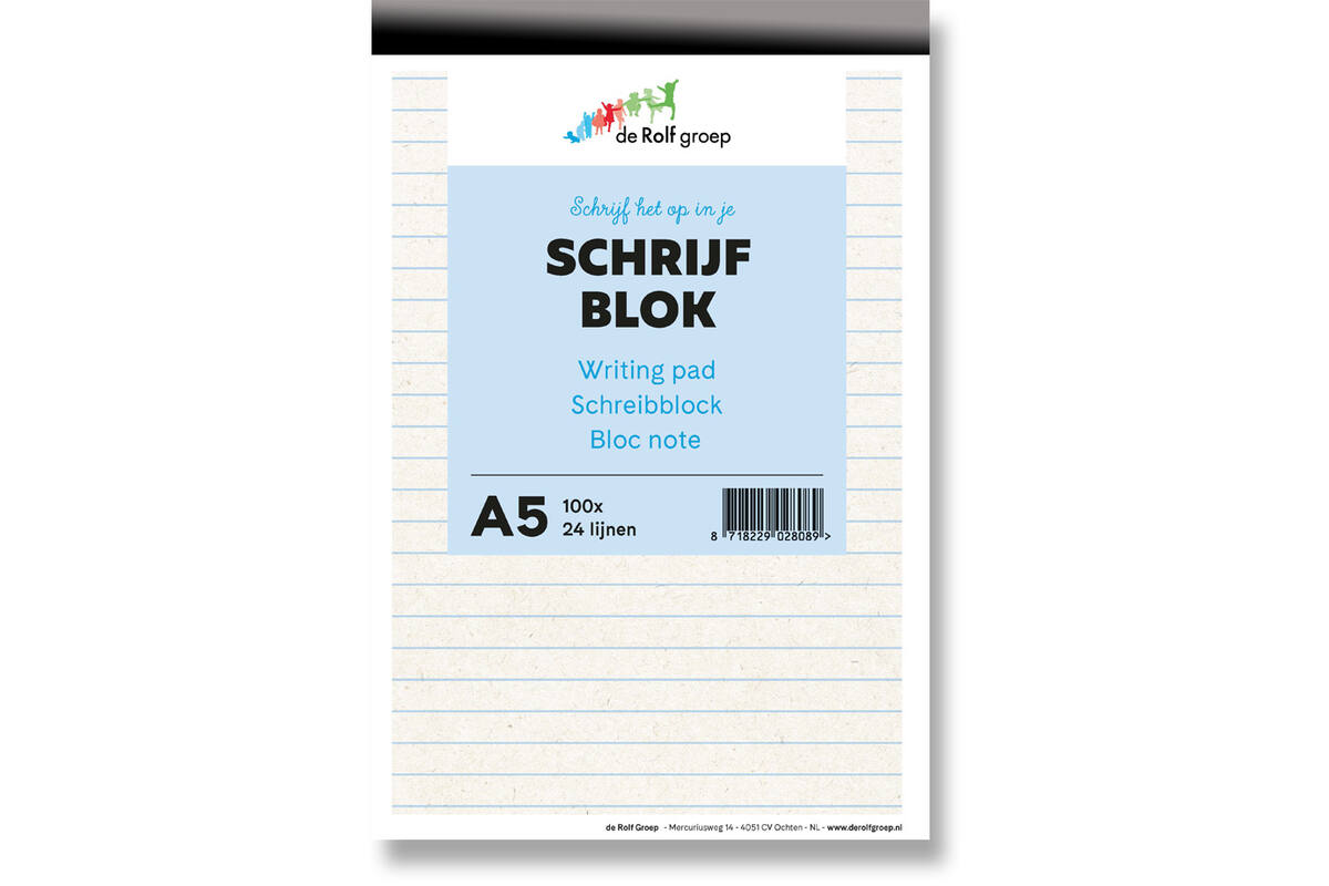 Schrijfblok A5 | de Rolf groep | 100 vel