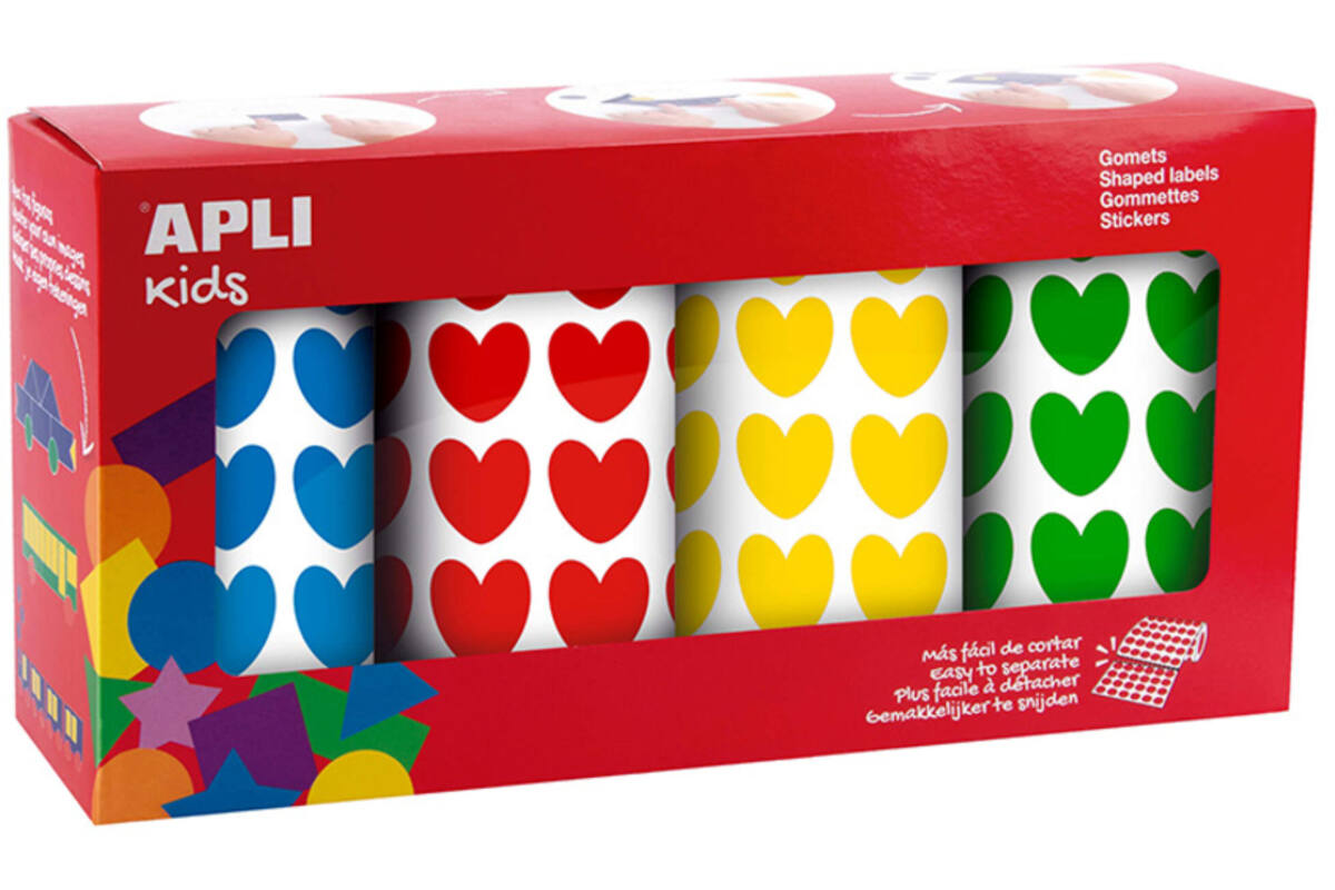 Plakfiguren zelfklevend assorti hartjes, 4 rol