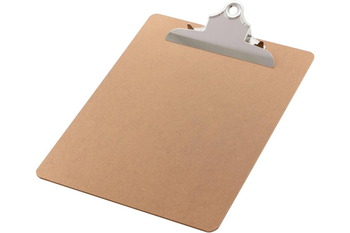 Klemplaat A4 bruin, hardboard