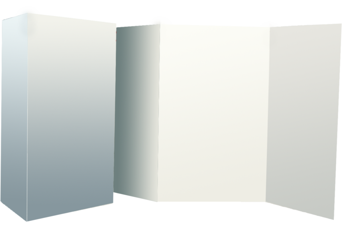 Wandscherm Blanco karton drieluik totaal 290 cm breed en 180 cm hoog, 3 stuks