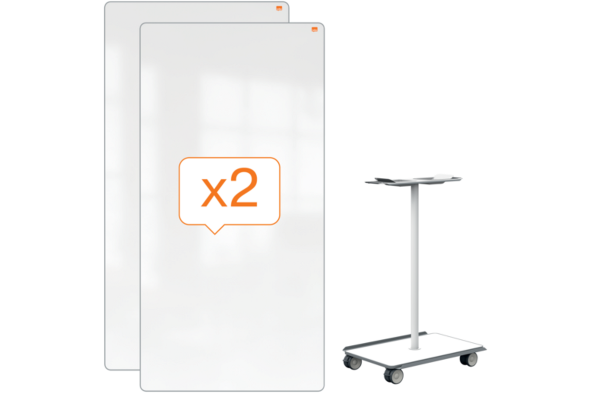 Whiteboard Nobo Move&Meet basis set afneembaar en draagbaar whiteboard grijs