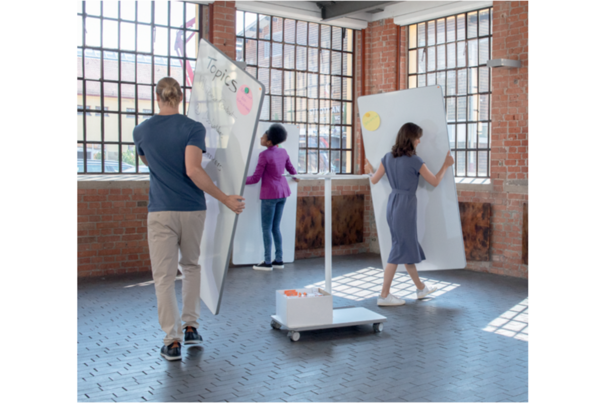 Whiteboard Nobo Move&Meet basis set afneembaar en draagbaar whiteboard/memobord grijs
