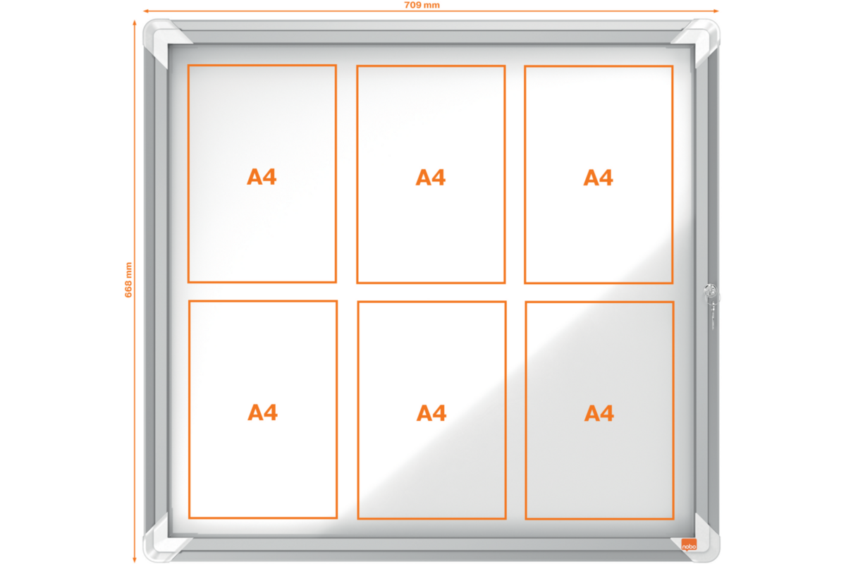 Binnenvitrine Nobo draaideur met slot 6 x A4
