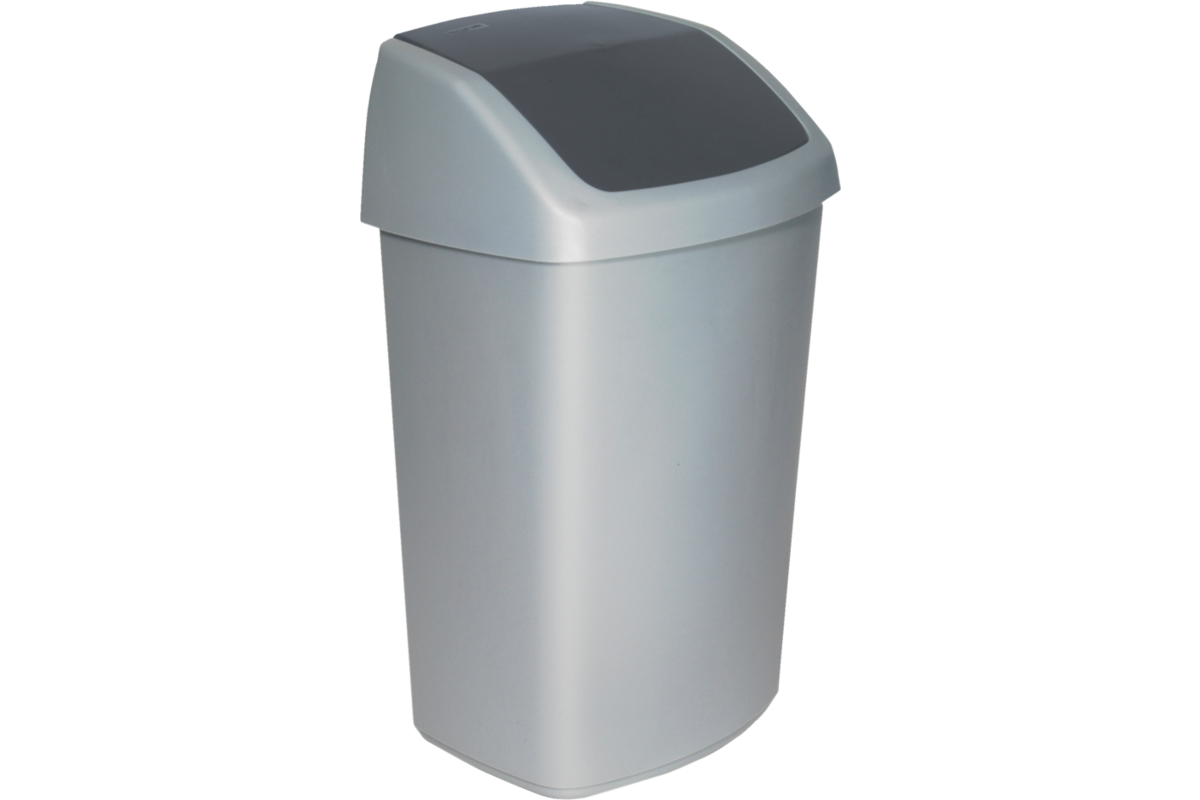 Afvalbak Swing 50L zilver/antraciet