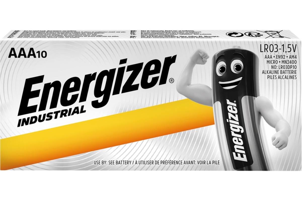 Batterijen Energizer AAA alkaline Industrial LR03, 10 stuks
