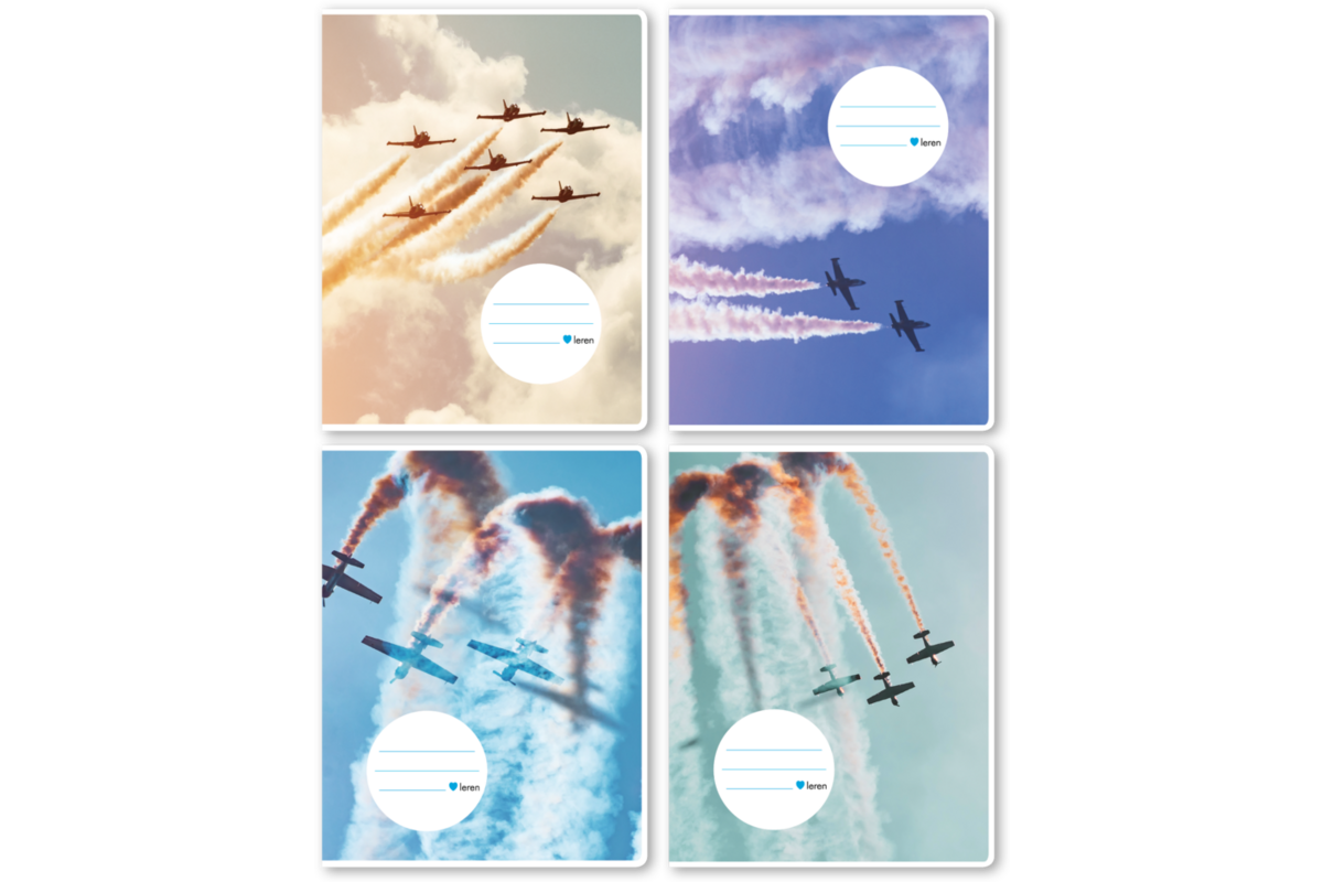 Projectschriften 24 lijnen/blanco, stunt vliegtuigen, 16,5 x 21 cm, 80 gr (25 stuks)