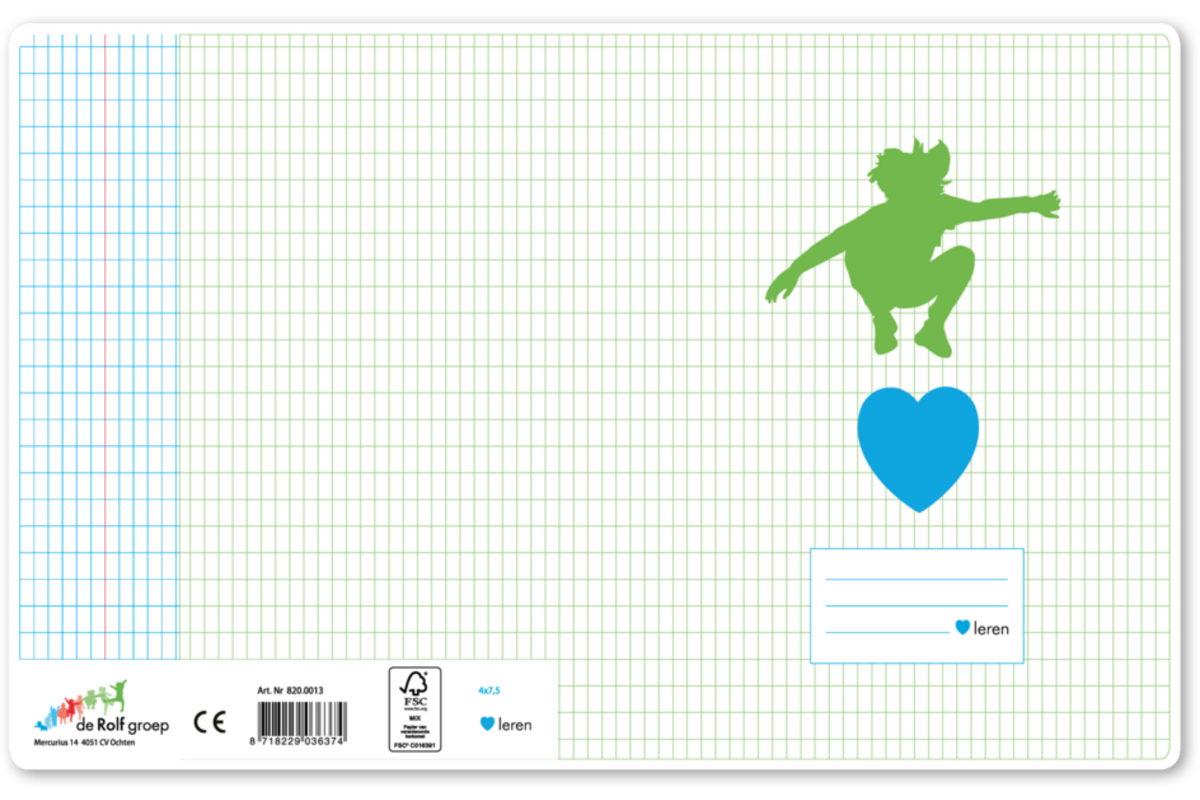 Schriften commerciaal 4x7,5 mm, hart voor leren 16,5 x 21 cm, budget (25 stuks)
