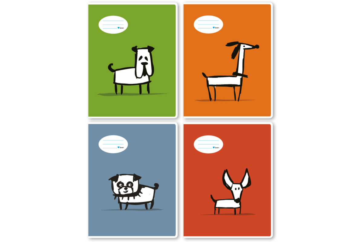Schriften midicahiers 6-4-6, honden, 13,8 x 18 cm, 80 gr (25 stuks)