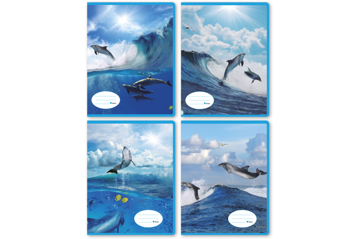Schriften midicahiers 7,5-5-7,5, dolfijnen, 13,8 x 18 cm, 80 gr (25 stuks)