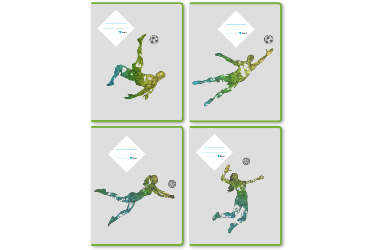Schriften 24 lijnen, voetbal/volleybal, 16,5 x 21 cm, 80 gr (25 stuks)