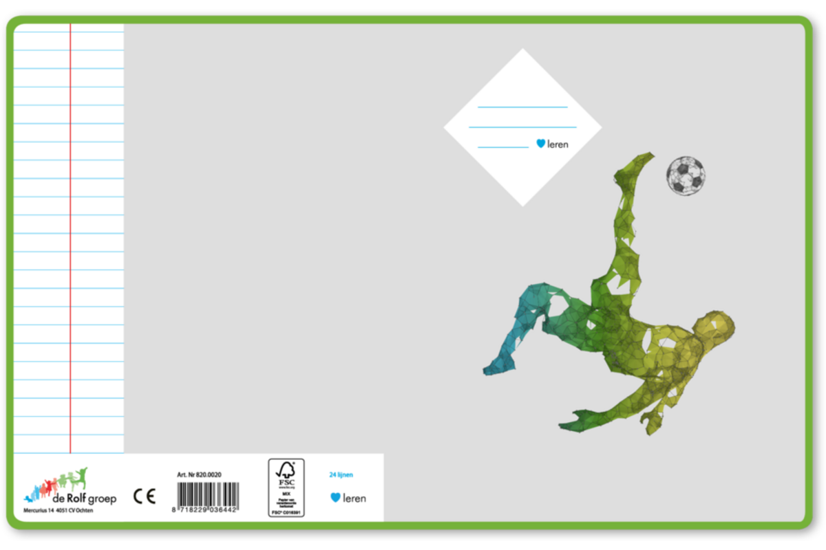 Schriften 24 lijnen, voetbal/volleybal, 16,5 x 21 cm, 80 gr (25 stuks)
