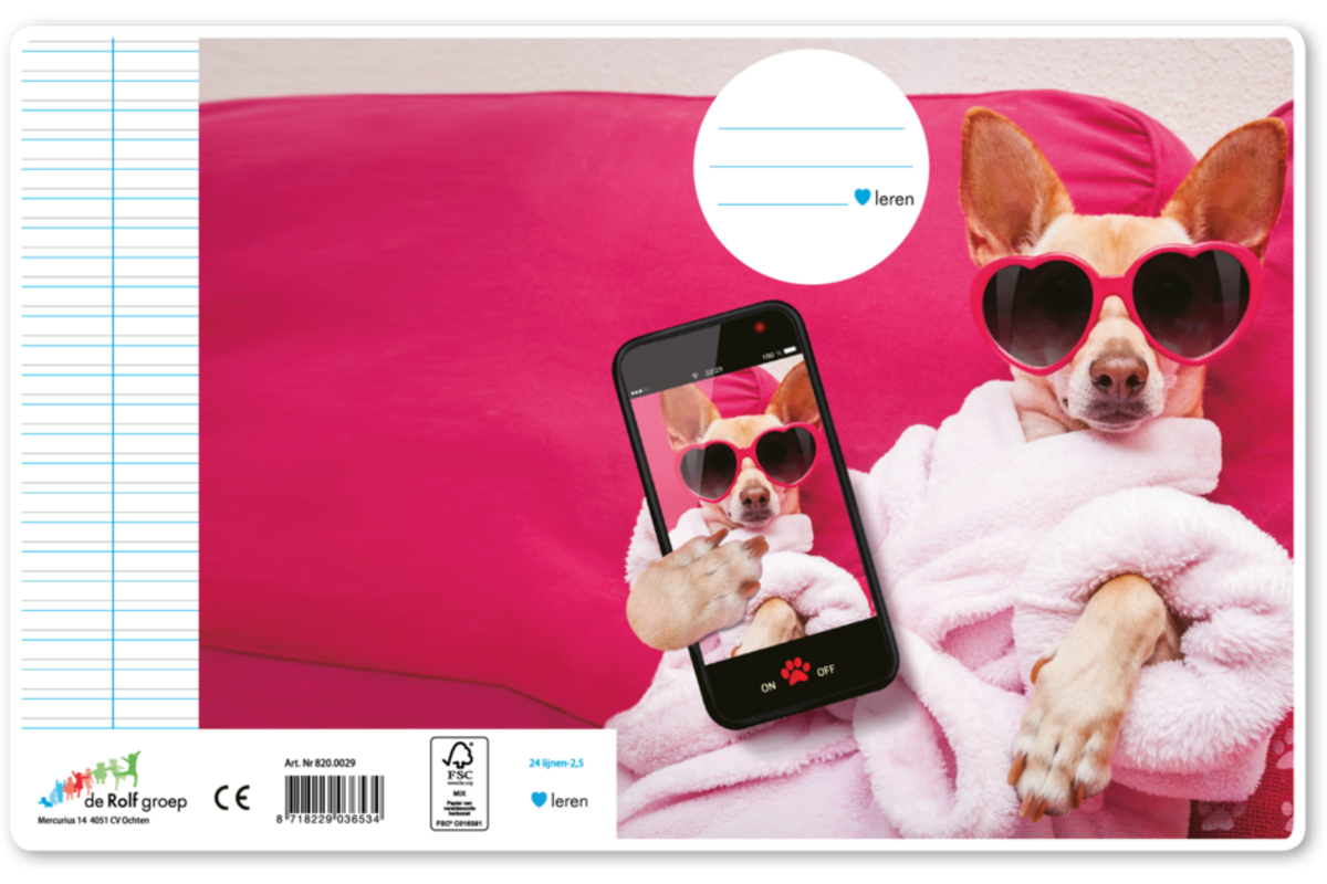 Schriften 24-2,5, selfie hond, 16,5 x 21 cm, 80 gr (25 stuks)
