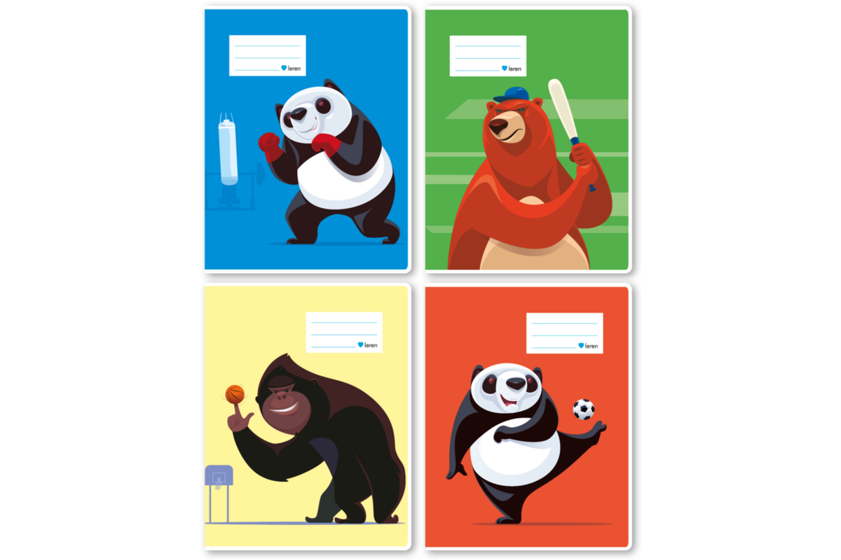 Schriften 6-3, sportende dieren, 16,5 x 21 cm, 80 gr (25 stuks)