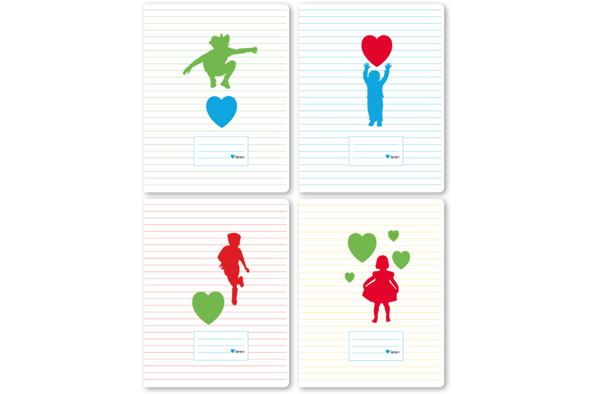Schriften 24 lijnen, hart voor leren 4 kleuren, 16,5 x 21 cm, budget