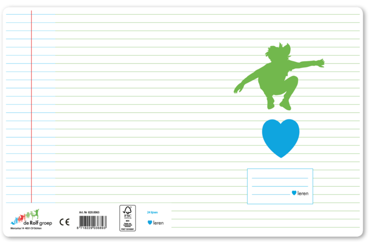 Schriften 24 lijnen, hart voor leren 4 kleuren, 16,5 x 21 cm, budget