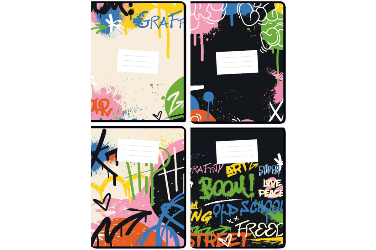 Schriften commerciaal 4x7,5 mm, graffiti, 16,5 x 21 cm, 80 gr (25 stuks)